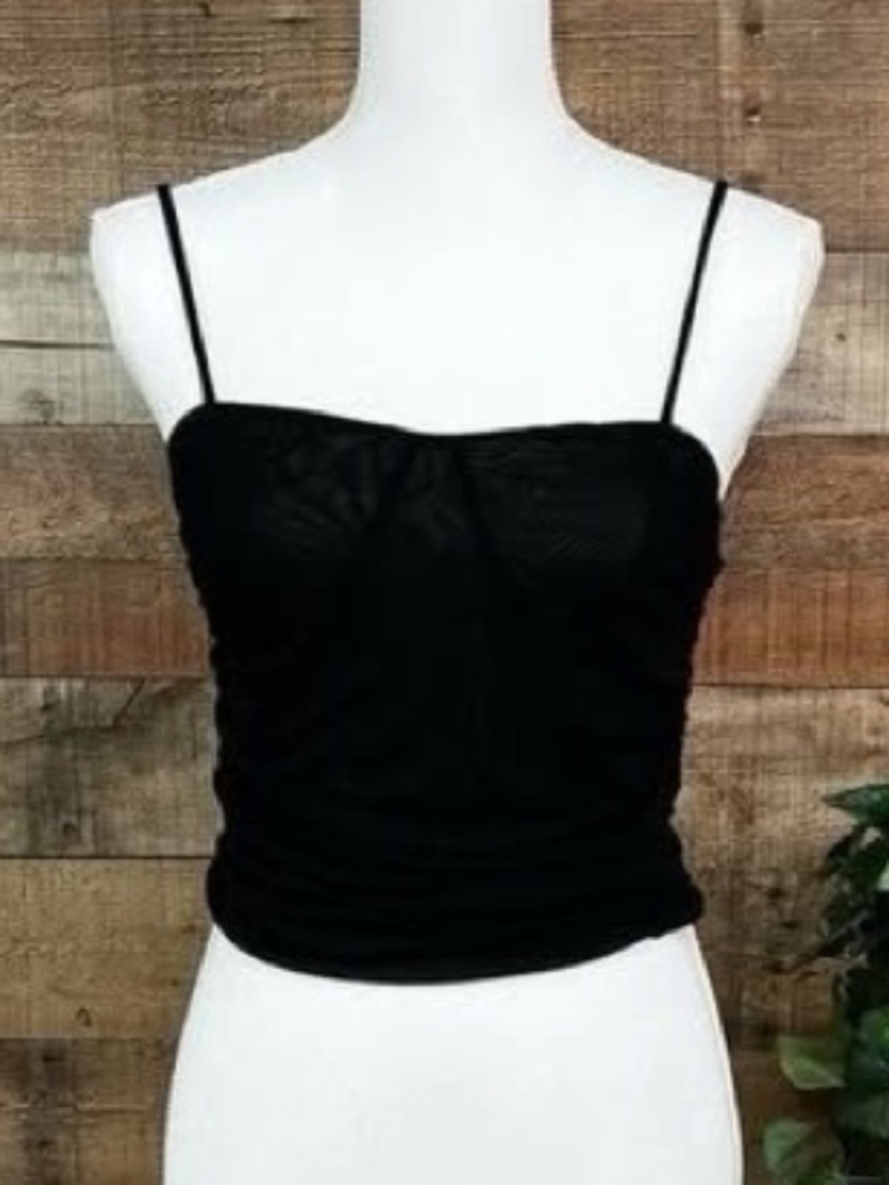 Juniors Size Large Forever 21 Black Sheer Strappy Blouse